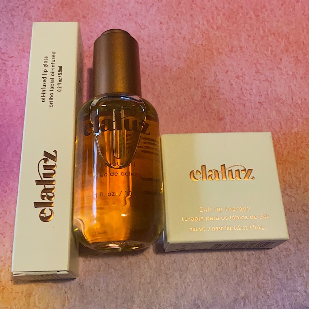 Elaluz by Camila Coelho Beauty Oil,Oil Infused lipgloss & 24k lip therapy BUNDLE